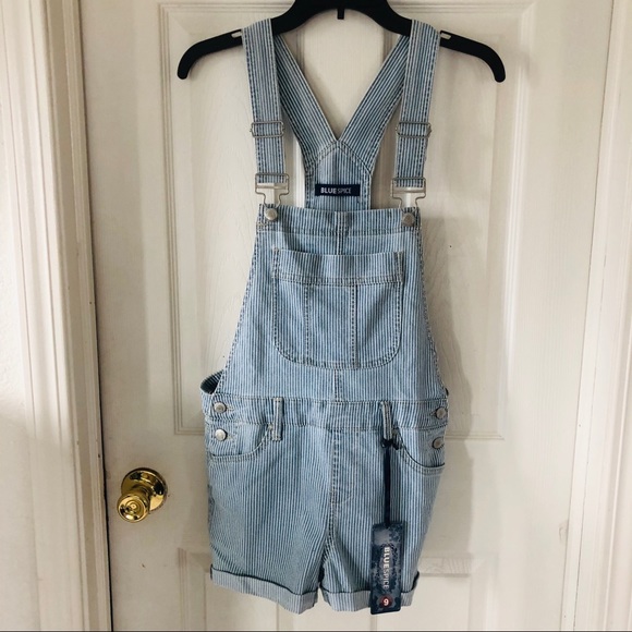 Blue Spice Pants - NWT BLUE SPICE railroad striped jean shortalls 9